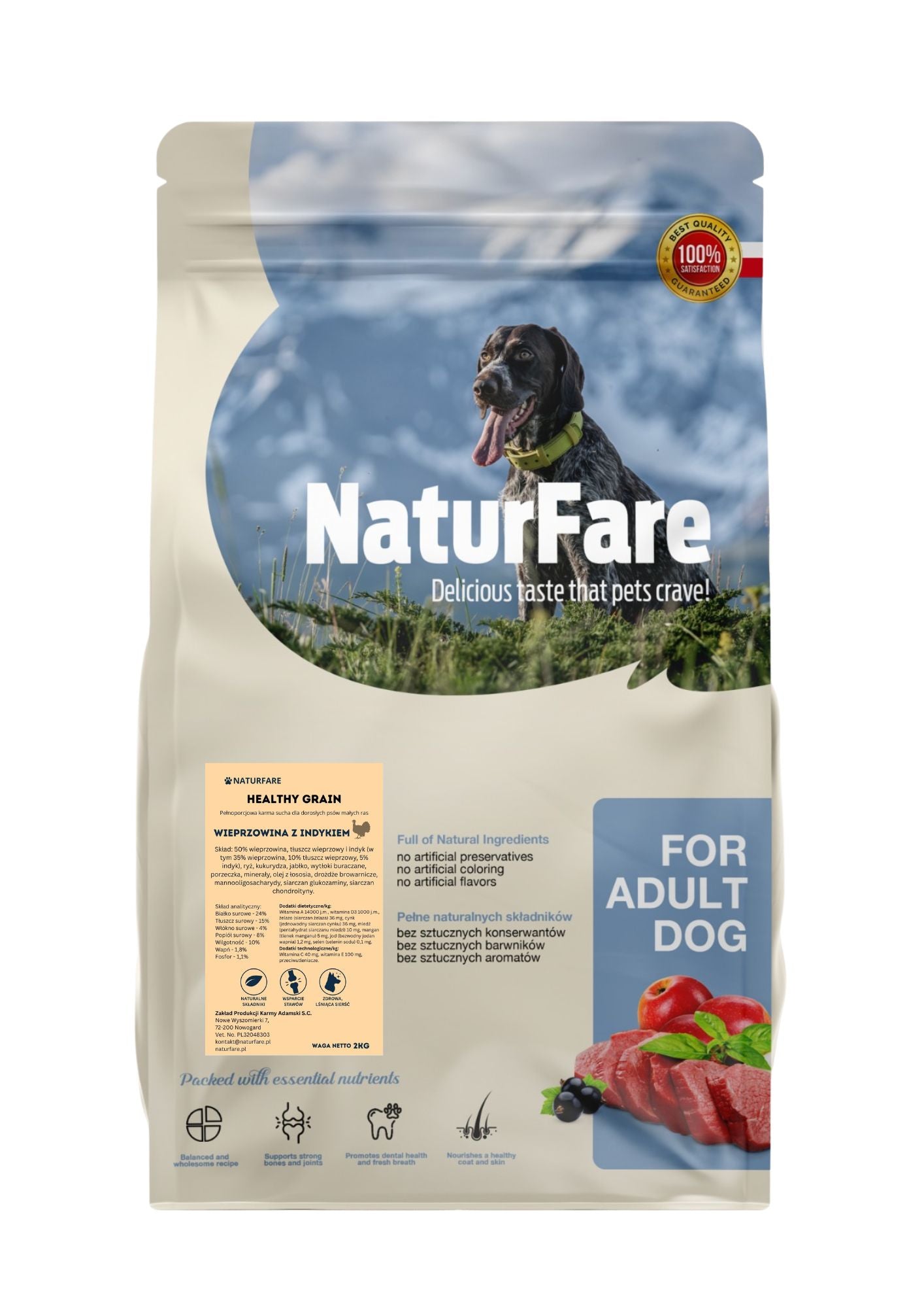 Karma sucha Healthy Grain Pork with Turkey "S" 2kg - Outlet