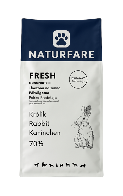 Karma półwilgotna Fresh - królik monobiałkowy