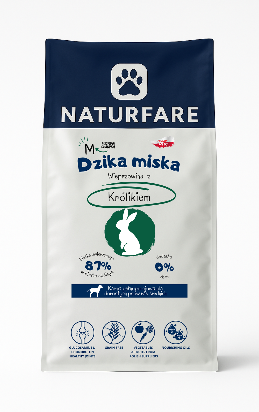 Karma sucha Dzika Miska - Wieprzowina z królikiem "M"